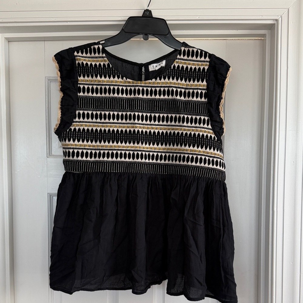 THML Black and White Sleeveless Blouse